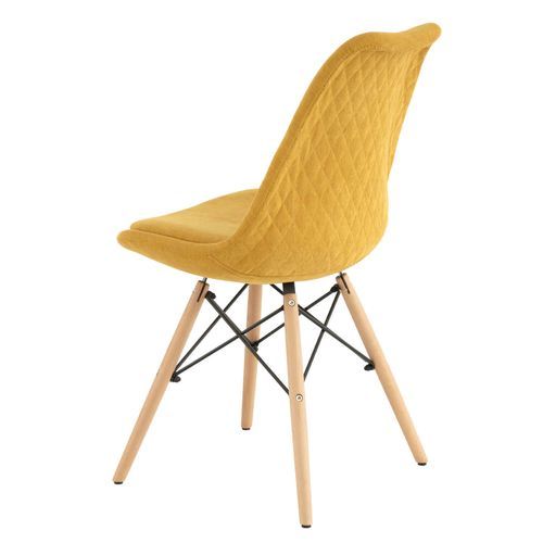 Chaise style scandinave en bois de hêtre et tissu moutarde Louka - Photo n°2; ?>
