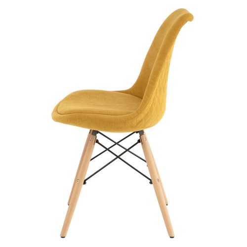 Chaise style scandinave en bois de hêtre et tissu moutarde Louka - Photo n°3; ?>