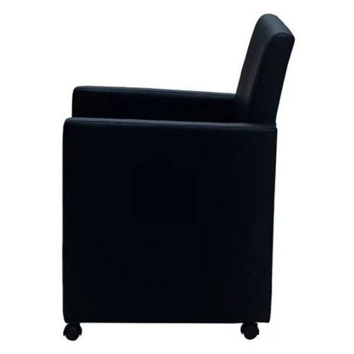 Chaise sur roulettes simili cuir noir Alima - Lot de 2 - Photo n°2; ?>