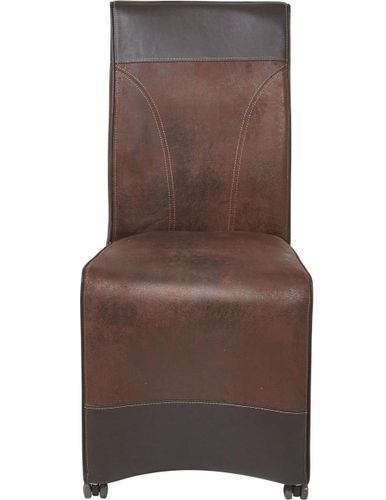 Chaise sur roulettes tissu marron vintage et noir Marois - Lot de 2 - Photo n°2; ?>