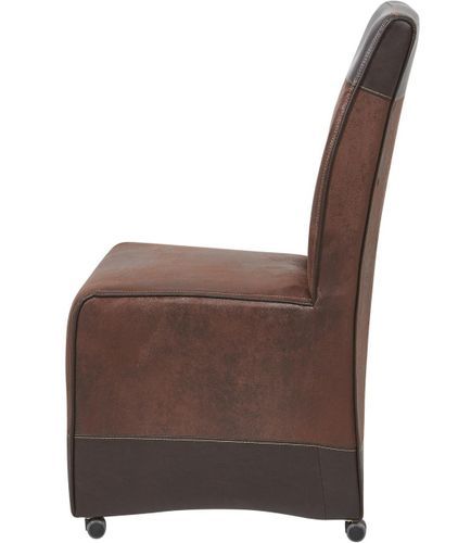 Chaise sur roulettes tissu marron vintage et noir Marois - Lot de 2 - Photo n°3; ?>