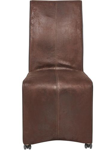 Chaise sur roulettes tissu marron vintage Marois - Lot de 2 - Photo n°2; ?>