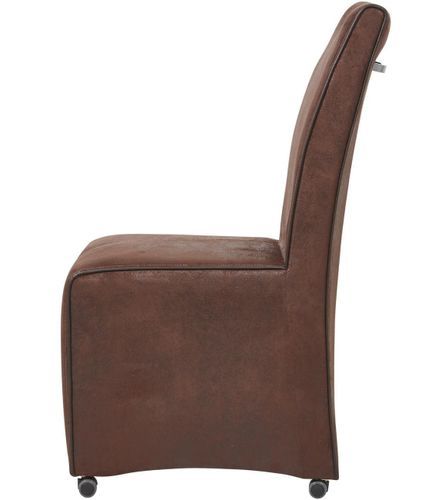 Chaise sur roulettes tissu marron vintage Marois - Lot de 2 - Photo n°3; ?>