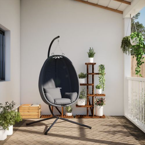 Chaise suspendue en forme d'œuf avec support anthracite - Photo n°3; ?>