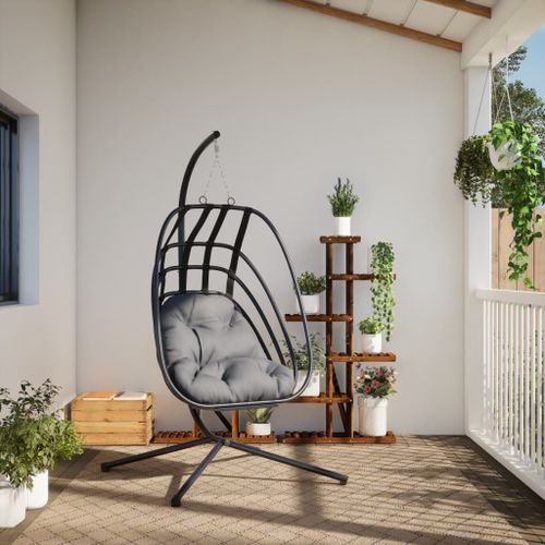 Chaise suspendue en forme d'œuf avec support anthracite acier - Photo n°3; ?>