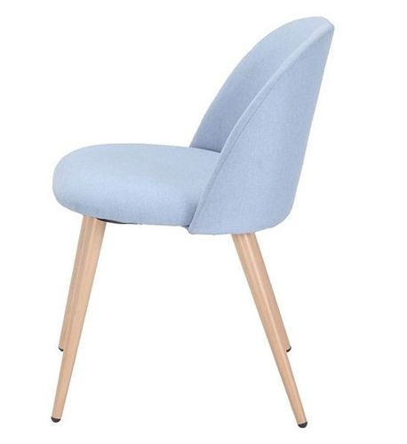 Chaise tissu bleu clair et pieds métal imitation bois clair Lucie - Photo n°3; ?>
