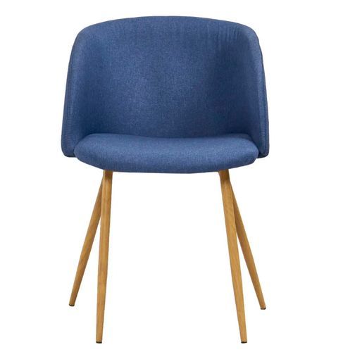Chaise tissu bleu et pieds métal imitation bois John - Lot de 2 - Photo n°3; ?>