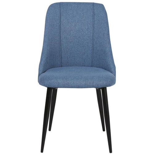 Chaise tissu bleu et pieds métal noir Ayane - Lot de 2 - Photo n°3; ?>