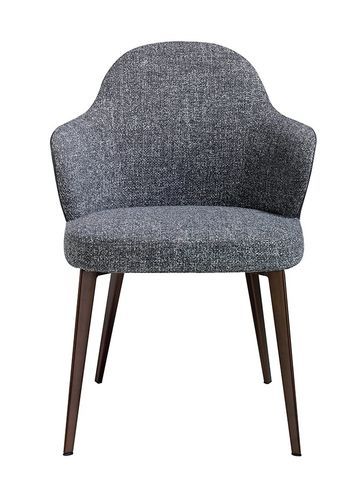 Chaise tissu et cuir éco gris et pieds acier Tinah - Lot de 2 - Photo n°3; ?>