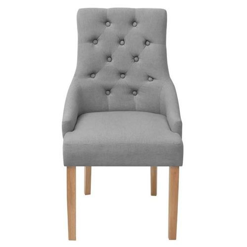 Chaise tissu gris clair et pieds chêne massif Natto - Lot de 2 - Photo n°2; ?>