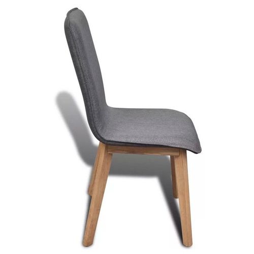 Chaise tissu gris clair et pieds chêne massif Cheer - Lot de 2 - Photo n°2; ?>