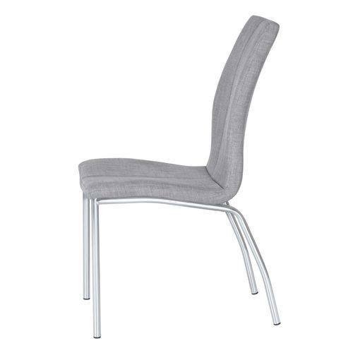 Chaise tissu gris clair et pieds chromé Karila - Photo n°3; ?>