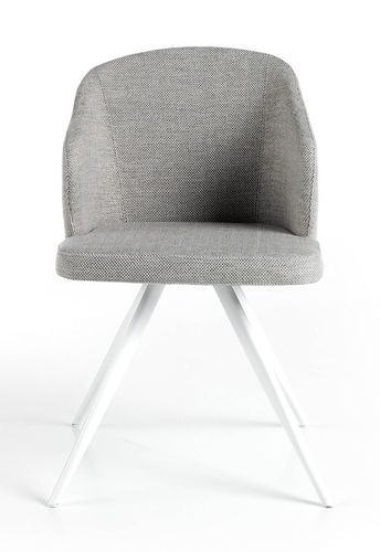 Chaise tissu gris et pieds acier blanc Matty - Lot de 2 - Photo n°3; ?>
