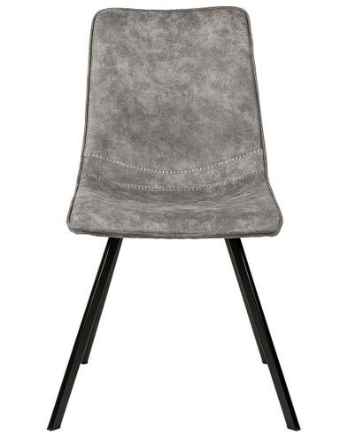 Chaise tissu imitation cuir gris clair et pieds métal noir Brika - Photo n°2; ?>