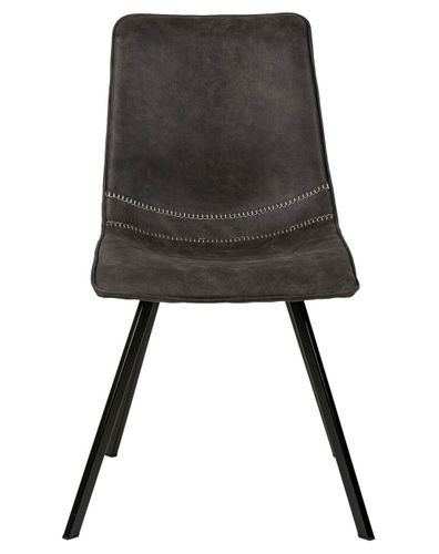 Chaise tissu imitation cuir gris foncé et pieds métal noir Brika - Photo n°2; ?>