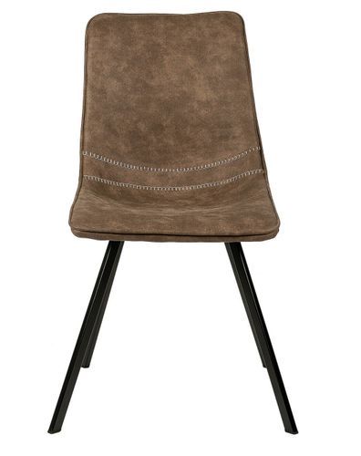 Chaise tissu imitation cuir marron et pieds métal noir Brika - Photo n°2; ?>