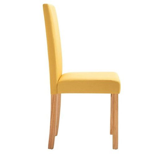 Chaise tissu jaune et bois de caoutchouc Quiso - Lot de 2 - Photo n°3; ?>