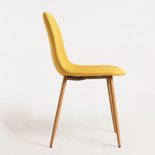 Chaise tissu jaune et pieds métal effet bois naturel Kuza - Lot de 2 - Photo n°2; ?>