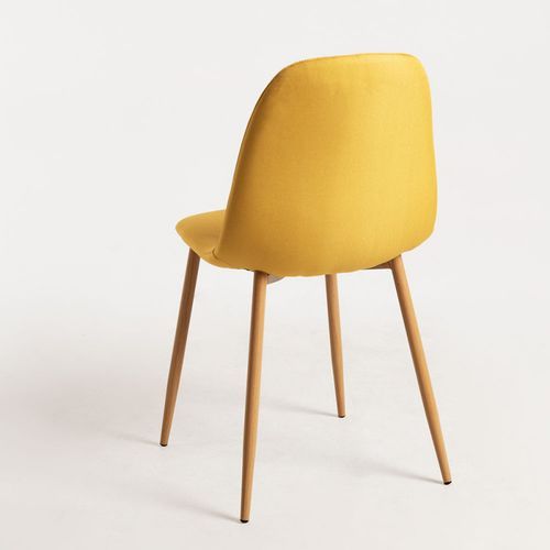Chaise tissu jaune et pieds métal effet bois naturel Kuza - Lot de 2 - Photo n°3; ?>