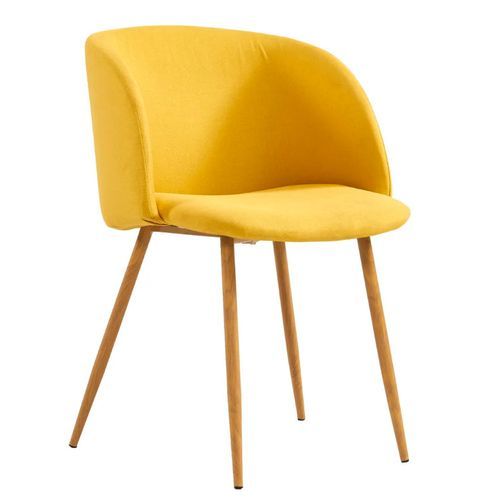 Chaise tissu jaune et pieds métal imitation bois John - Lot de 2 - Photo n°2; ?>