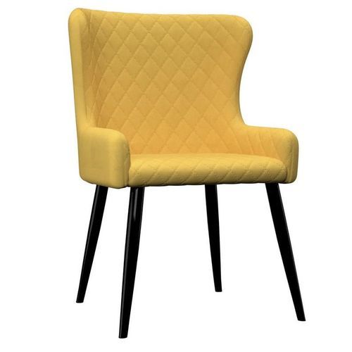 Chaise tissu jaune et pieds métal noir Malco - Lot de 2 - Photo n°2; ?>