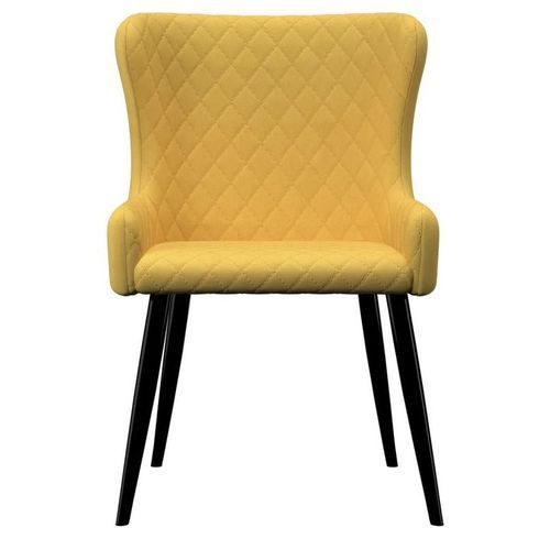 Chaise tissu jaune et pieds métal noir Malco - Lot de 2 - Photo n°3; ?>
