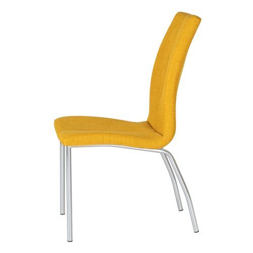 Chaise tissu jaune moutarde et pieds chromé Karila - Photo n°3; ?>