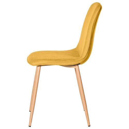 Chaise tissu jaune moutarde et pieds métal effet bois naturel Klory - Photo n°3; ?>