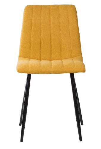 Chaise tissu jaune moutarde matelassé et pieds métal noir Lina - Photo n°3; ?>