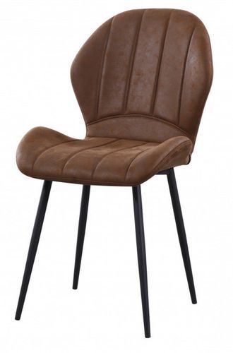 Chaise tissu marron et pieds métal noir Purane - Lot de 4 - Photo n°2; ?>