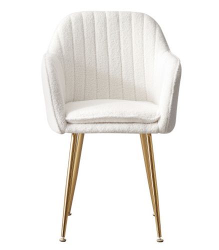 Chaise tissu molletonné blanc et pieds acier doré Douda - Lot de 2 - Photo n°2; ?>