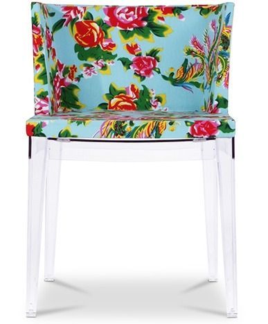 Chaise transparente et imprimée floral bleu Delice - Photo n°2; ?>