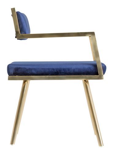 Chaise velours bleu et métal doré Aurora - Photo n°2; ?>