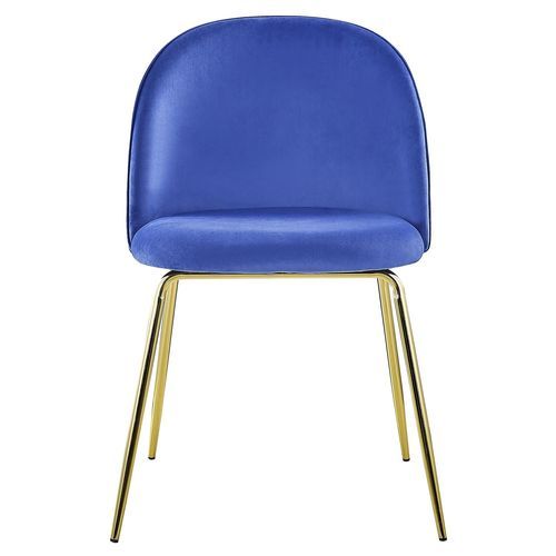 Chaise velours bleu et pieds métal doré Alexa - Lot de 2 - Photo n°3; ?>