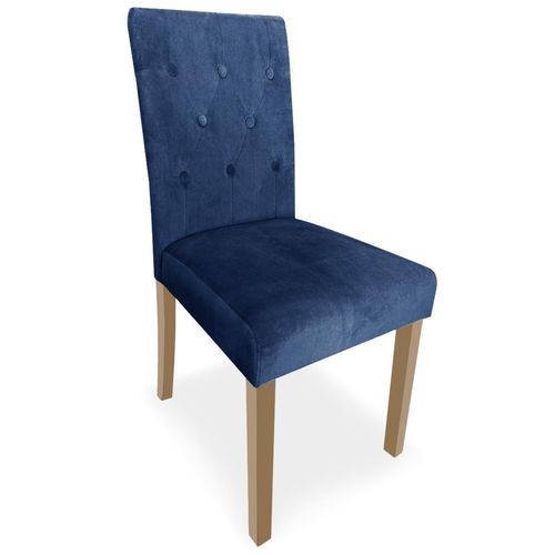 Chaise velours bleu et pieds naturel Kapi - Lot de 2 - Photo n°2; ?>