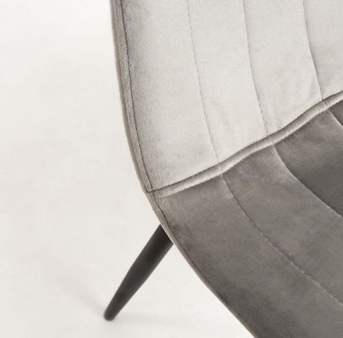 Chaise velours gris clair et pieds métal noir Londa - Lot de 2 - Photo n°3; ?>