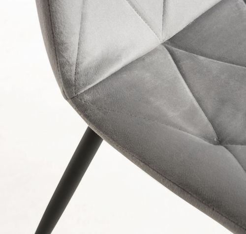 Chaise velours gris et pieds métal noir Ariel - Lot de 2 - Photo n°3; ?>