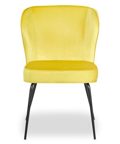 Chaise velours jaune et pieds métal noir Indal - Lot de 2 - Photo n°2; ?>