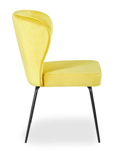 Chaise velours jaune et pieds métal noir Indal - Lot de 2 - Photo n°3; ?>