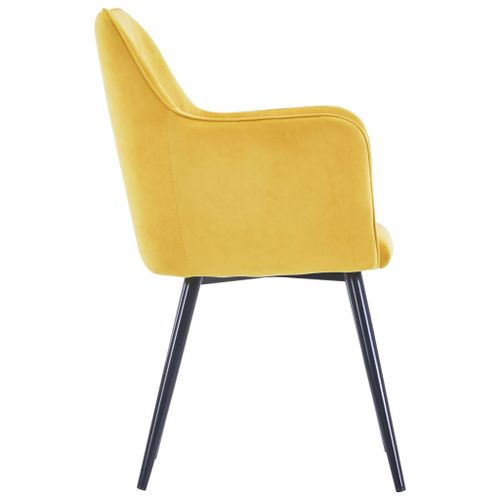 Chaise velours jaune et pieds métal noir Ilash - Lot de 2 - Photo n°3; ?>