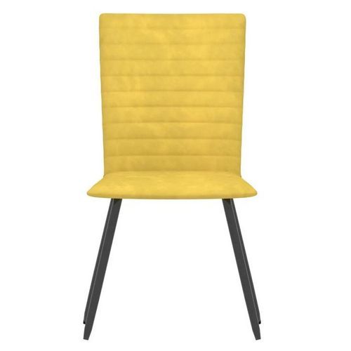 Chaise velours jaune et pieds métal noir Memsi - Lot de 2 - Photo n°2; ?>
