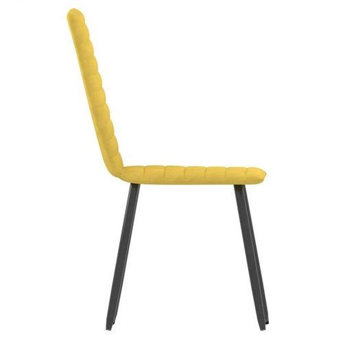 Chaise velours jaune et pieds métal noir Memsi - Lot de 2 - Photo n°3; ?>
