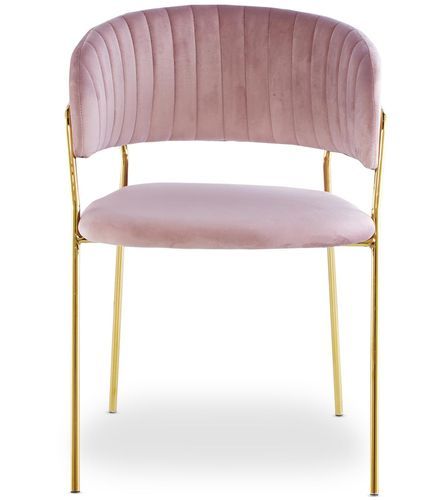 Chaise velours rose et pieds métal doré Aba - Lot de 4 - Photo n°3; ?>