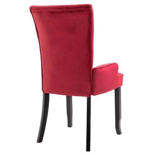 Chaise velours rouge et pieds chêne noir Lenno - Lot de 2 - Photo n°3; ?>