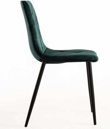 Chaise velours vert et pieds métal noir Ariel - Lot de 2 - Photo n°2; ?>