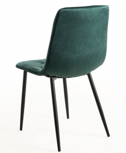 Chaise velours vert et pieds métal noir Ariel - Lot de 2 - Photo n°3; ?>
