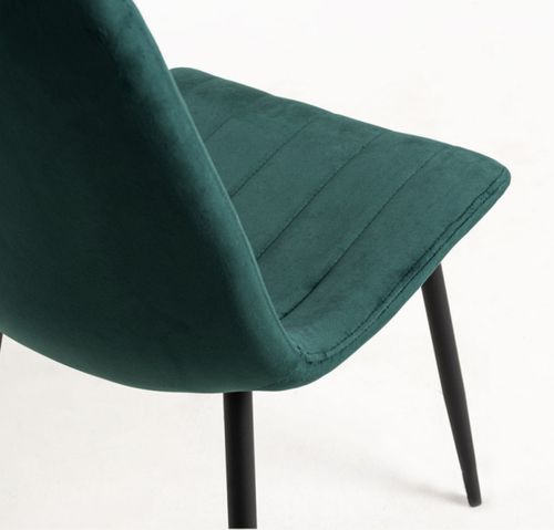 Chaise velours vert et pieds métal noir Londa - Lot de 2 - Photo n°3; ?>