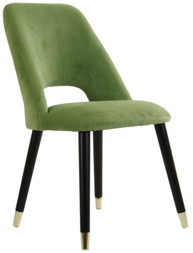 Chaise velours vert et pieds pin massif noir Orelia - Photo n°2; ?>
