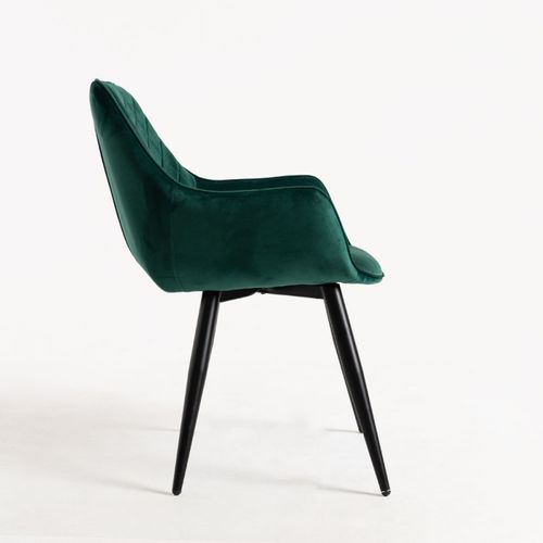 Chaise velours vert foncé et pieds métal noir Zonky - Lot de 2 - Photo n°2; ?>