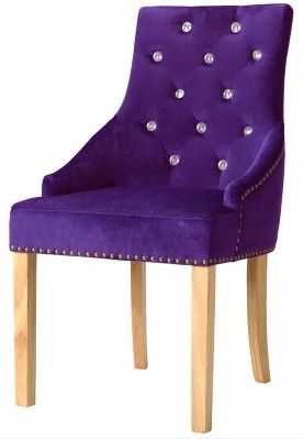 Chaise velours violet et pieds chêne massif Raven - Lot de 4 - Photo n°2; ?>